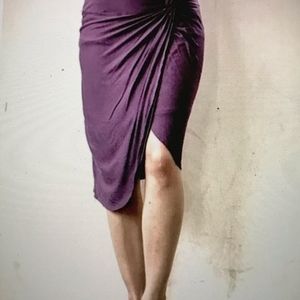 Hippie Chic XL Purple Side Knot Faux Wrap Midi Skirt